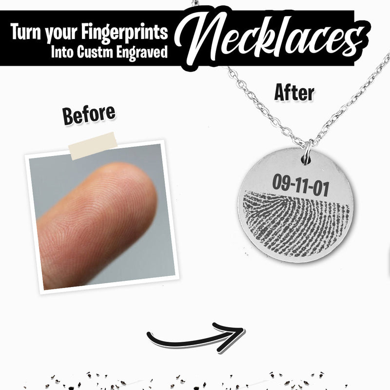 Custom Fingerprint Pendant Necklace - GoldifyEngraving