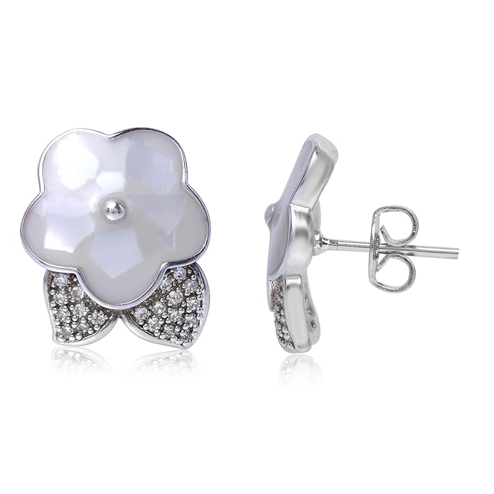 Delicate Heartbeat Studs Heart Stone Earrings in Silver Tone - GoldifyEarring