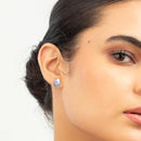 Delicate Heartbeat Studs Heart Stone Earrings in Silver Tone - GoldifyEarring