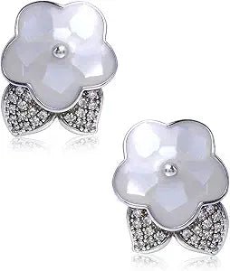 Delicate Heartbeat Studs Heart Stone Earrings in Silver Tone - GoldifyEarring