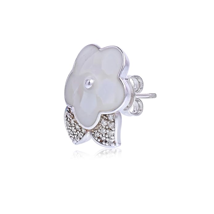Delicate Heartbeat Studs Heart Stone Earrings in Silver Tone - GoldifyEarring