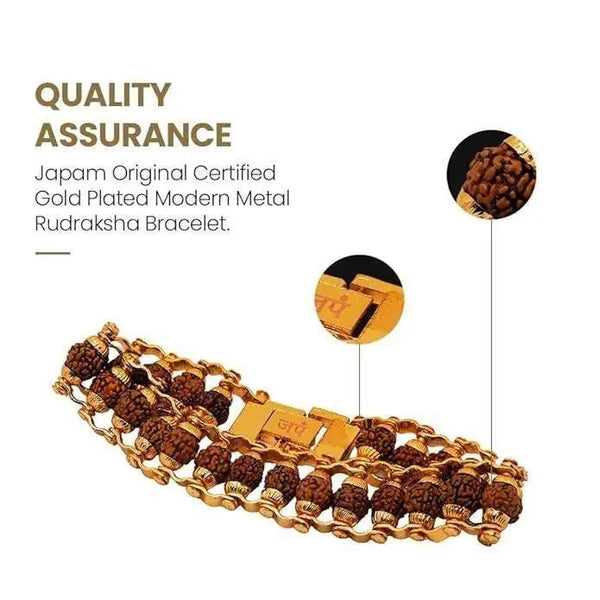 Genuine Paanch Mukhi Modern Rudraksha Bracelet with Gold Plating (Pack of 2) - GoldifyPooja Articles