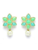 Goldify Gold Plated Pearl Beaded Light Blue and Light Green Kundan Stone Choker Necklace Set - GoldifyNecklace