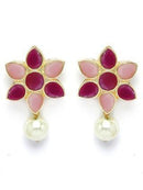 Goldify Gold Plated Pearl Beaded Royal Pink Kundan Stone Choker Necklace Set - GoldifyNecklace