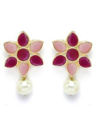 Goldify Gold Plated Pearl Beaded Royal Pink Kundan Stone Choker Necklace Set - GoldifyNecklace