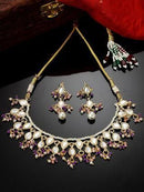 Goldify Gold Plated Pink and Purple Crystal Kundan Necklace Set for Women - GoldifyNecklace