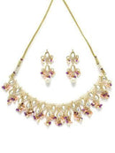 Goldify Gold Plated Pink and Purple Crystal Kundan Necklace Set for Women - GoldifyNecklace