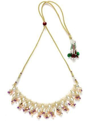 Goldify Gold Plated Pink and Purple Crystal Kundan Necklace Set for Women - GoldifyNecklace