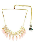 Goldify Gold Plated Pink Tumble and Pearl Studded Kundan Necklace Set - GoldifyNecklace