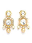 Goldify Golden Pearl Studded Polki Kundan Choker Necklace Set for Women - Goldify