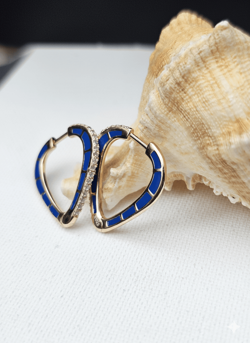 Goldify Hoop Earrings | 925 Sterling Silver Blue Enamel Hoops - GoldifyEarring