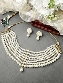 Goldify Pearl Beaded Kundan Choker Necklace Set for Women - GoldifyNecklace