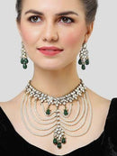 Goldify Real Pearl Beaded and Green Tumble Kundan Choker Neckalce Set for Women - GoldifyNecklace