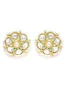 Goldify Real Pearl Beaded Light Green Carved Stone Kundan Rani Haar Necklace Set for Women - GoldifyNecklace