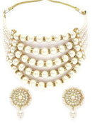 Goldify Real Pearl Multilayer Beaded Kundan Choker Necklace Set for Women - GoldifyNecklace