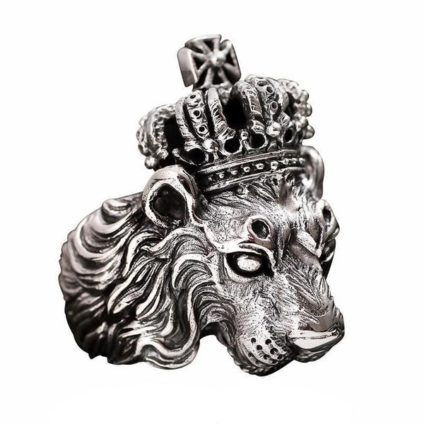 Oxidised Silver Plated Lion Face KGF Ring - GoldifyRings