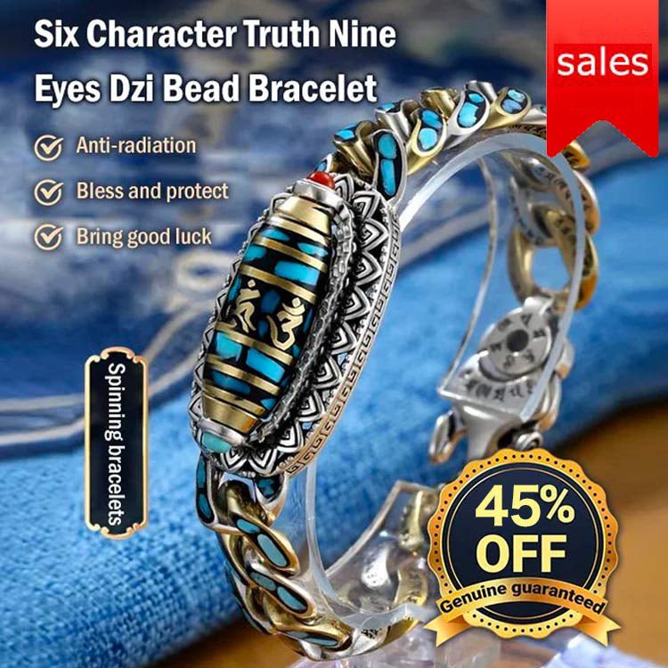TURQUOISE SIX - CHARACTER MANTRA NINE - EYED DZI BEAD BRACELET【HOT SALE - 45%OFF🔥🔥🔥🔥🔥】 - GoldifyBracelet