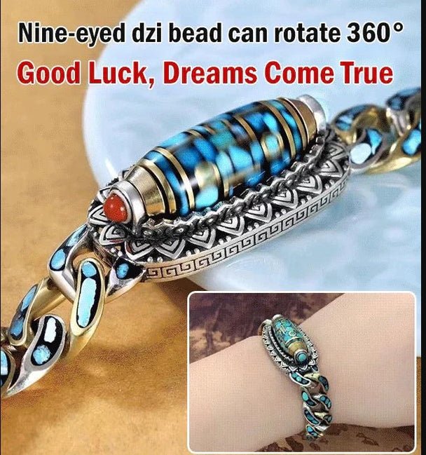 TURQUOISE SIX - CHARACTER MANTRA NINE - EYED DZI BEAD BRACELET【HOT SALE - 45%OFF🔥🔥🔥🔥🔥】 - GoldifyBracelet